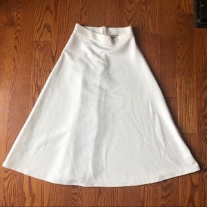 H&M White Lightly Pleated Midi Skirt